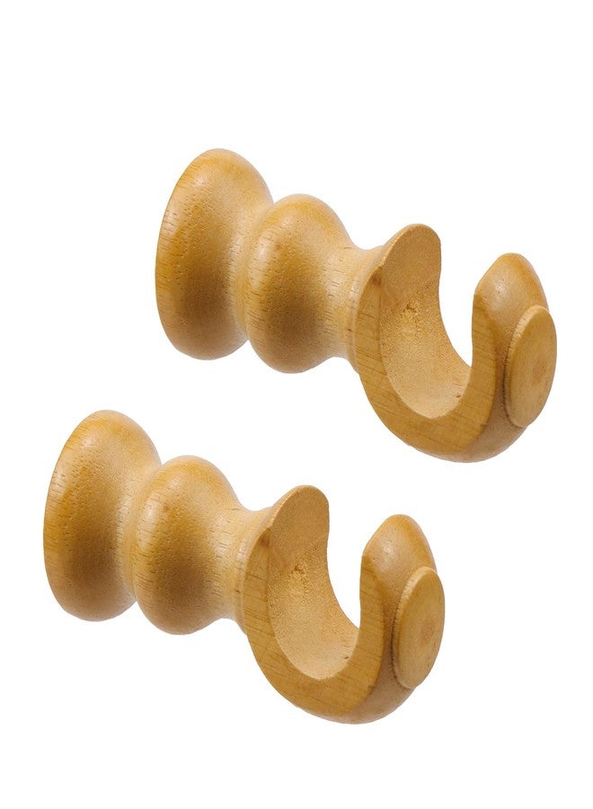 Woogim Wood Curtain Brackets Window Curtain Single Holders with Round Base for Window Hardware Rod Holders 28mm/1.1inch 2 PCS (Wood Color) - Image 1